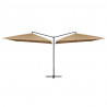 Podwójny parasol na stalowym słupku, 250 x 250 cm, taupe