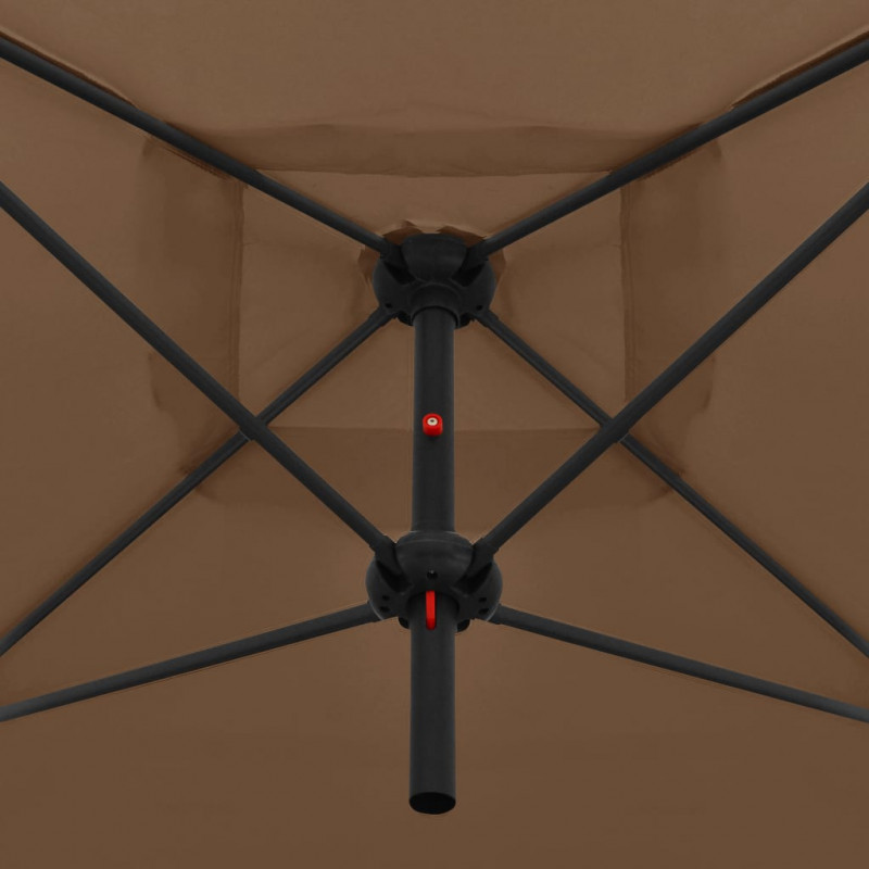 Podwójny parasol na stalowym słupku, 250 x 250 cm, taupe