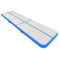 Mata gimnastyczna z pompką, 600x100x15 cm, PVC, niebieska
