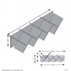 FMD Wisząca, geometryczna półka na książki, dębowo-czarna