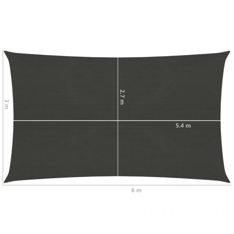 Żagiel przeciwsłoneczny, 160 g/m², antracytowy, 3x6 m, HDPE