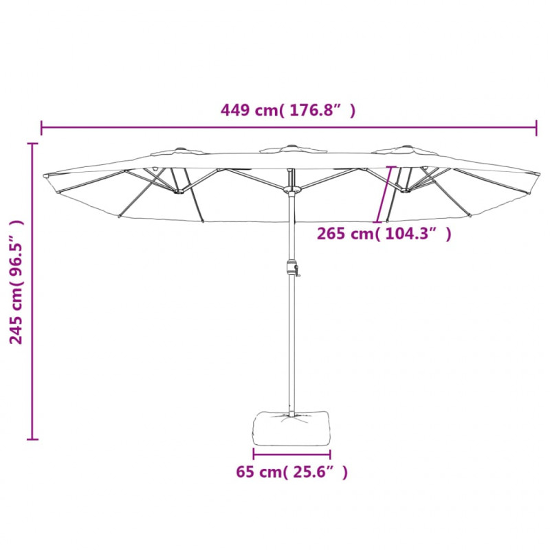 Podwójny parasol ogrodowy, terakotowy, 449x245 cm