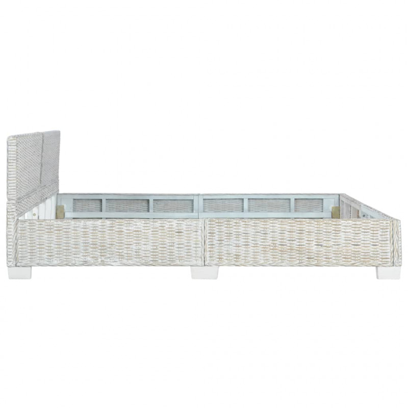 Rama łóżka, szara, naturalny rattan, 180 x 200 cm