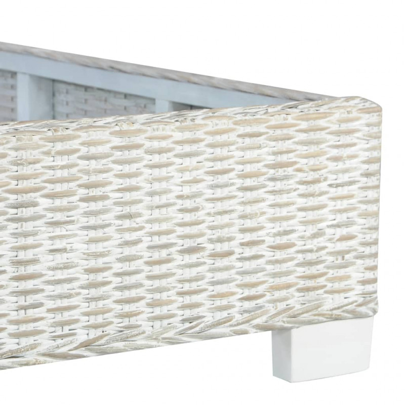 Rama łóżka, szara, naturalny rattan, 180 x 200 cm