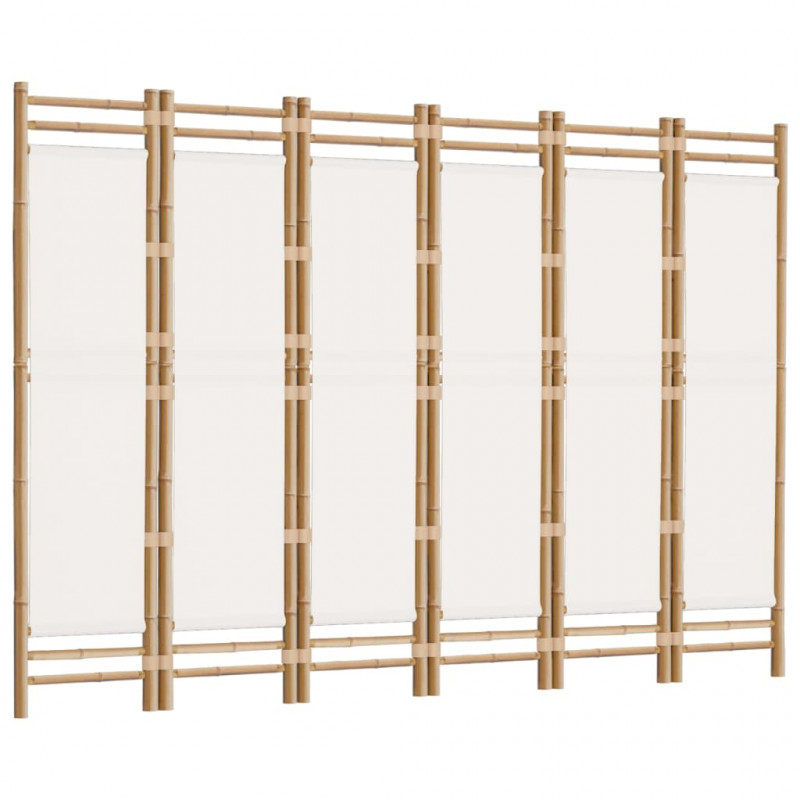 Składany parawan 6-panelowy, 240 cm, bambus i płótno