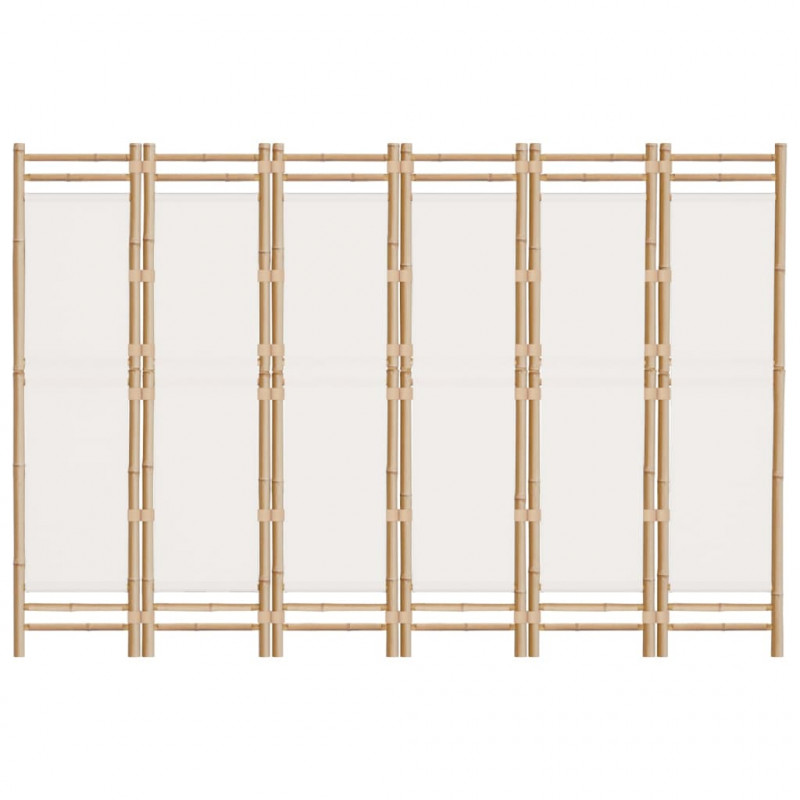 Składany parawan 6-panelowy, 240 cm, bambus i płótno