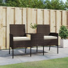 2-osobowa sofa ogrodowa ze stolikiem, rattan PE, brązowa
