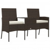 2-osobowa sofa ogrodowa ze stolikiem, rattan PE, brązowa