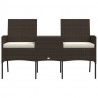 2-osobowa sofa ogrodowa ze stolikiem, rattan PE, brązowa