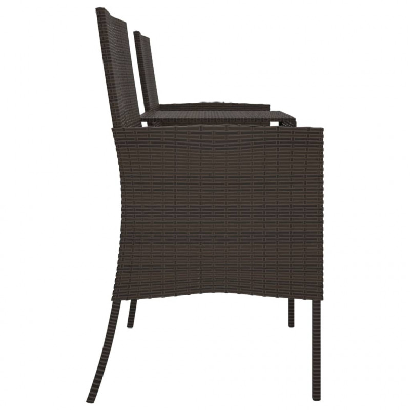 2-osobowa sofa ogrodowa ze stolikiem, rattan PE, brązowa