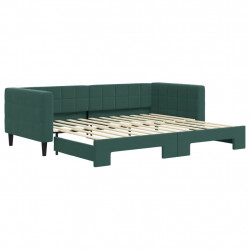 Sofa rozsuwana, ciemnozielona, 90x200 cm, aksamit