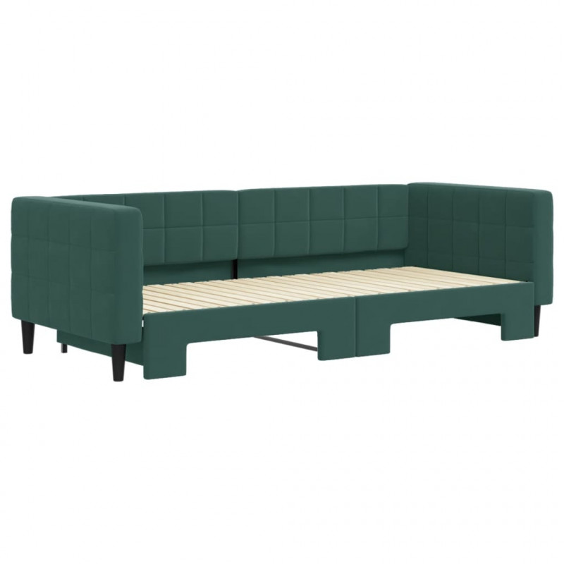 Sofa rozsuwana, ciemnozielona, 90x200 cm, aksamit
