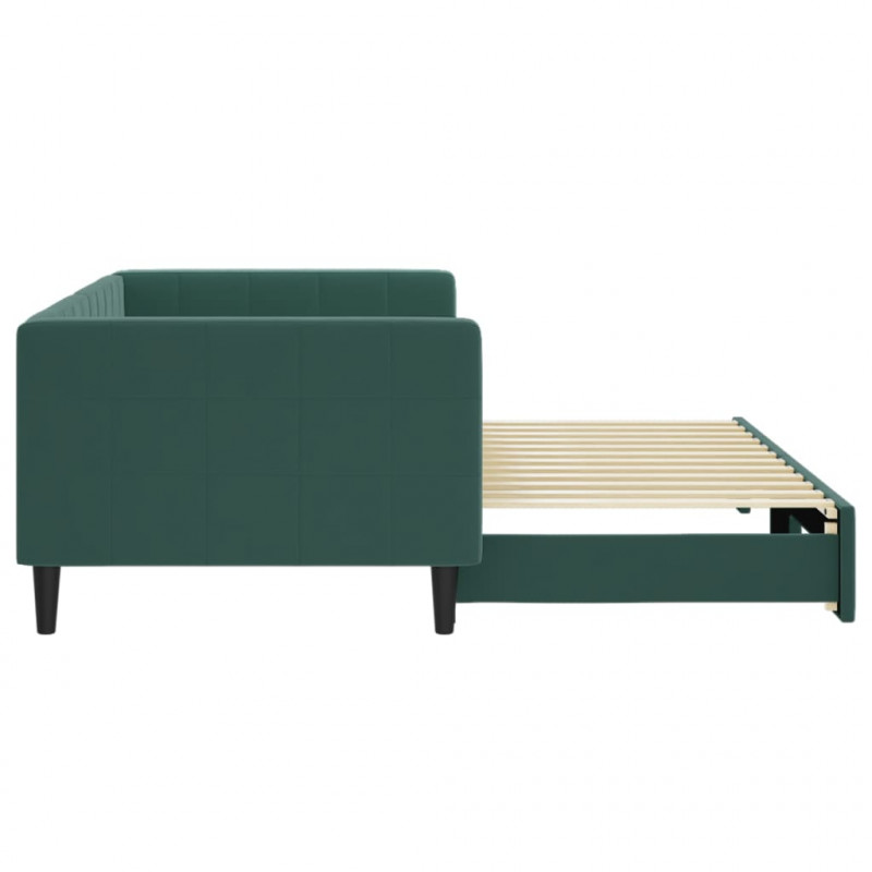Sofa rozsuwana, ciemnozielona, 90x200 cm, aksamit