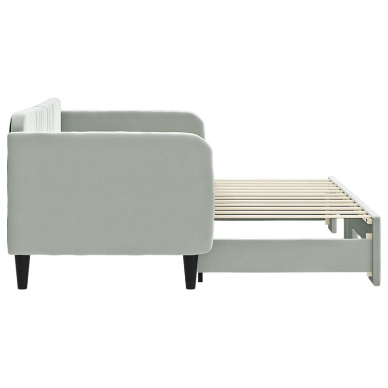 Sofa rozsuwana, jasnoszara, 80x200 cm, aksamit