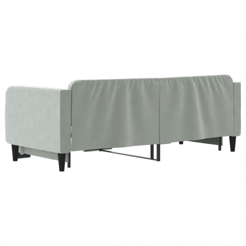 Sofa rozsuwana, jasnoszara, 80x200 cm, aksamit