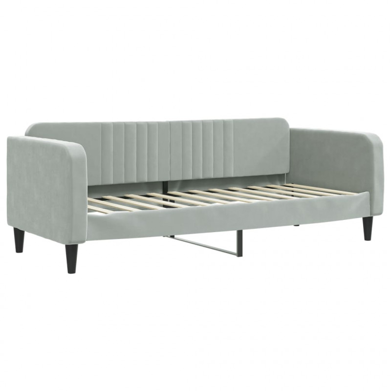 Sofa rozsuwana, jasnoszara, 80x200 cm, aksamit