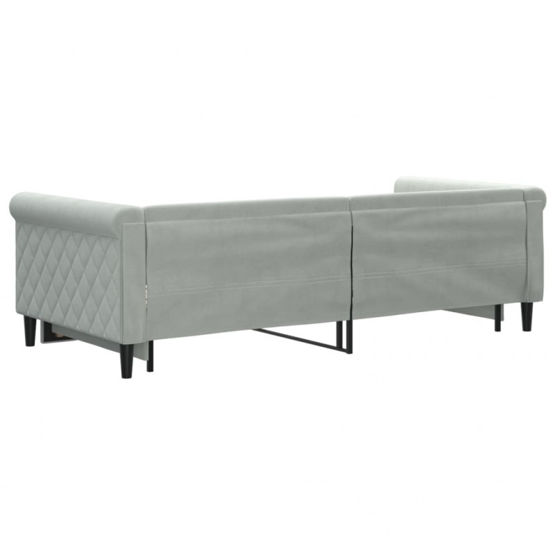 Sofa rozsuwana, jasnoszara, 90x200 cm, aksamit