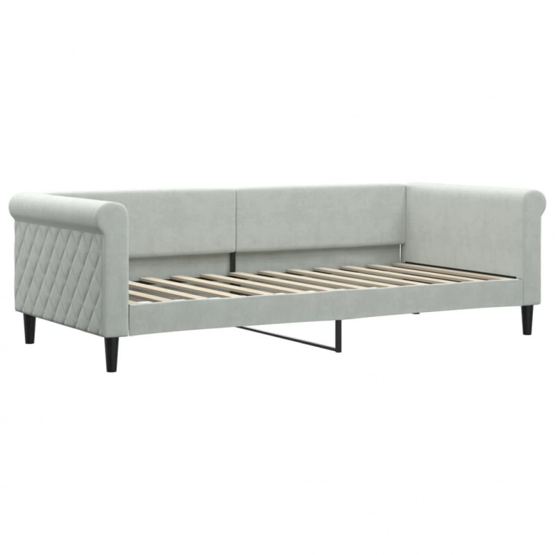 Sofa rozsuwana, jasnoszara, 90x200 cm, aksamit