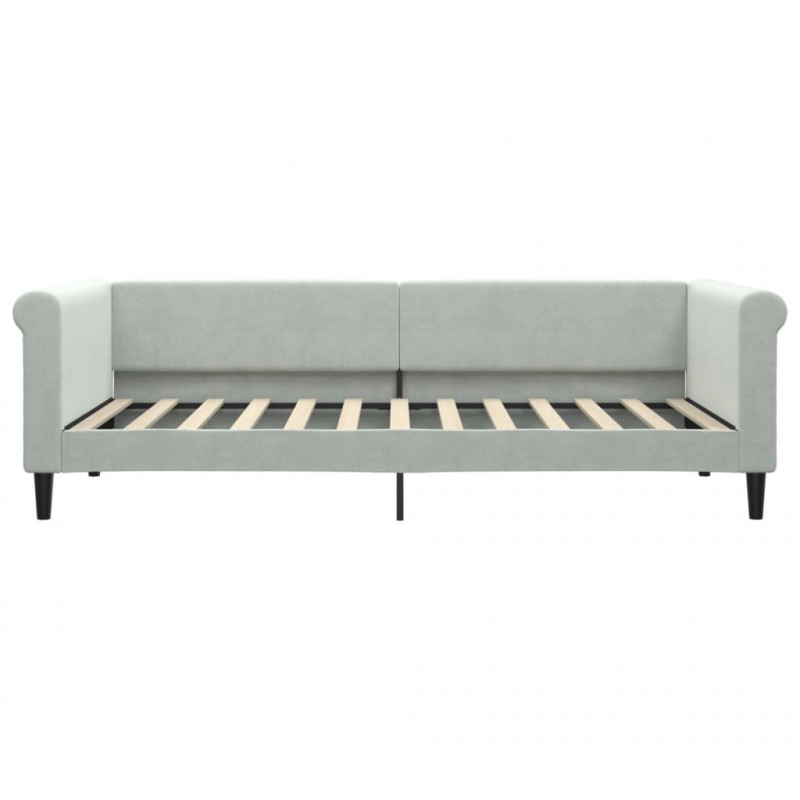 Sofa rozsuwana, jasnoszara, 90x200 cm, aksamit