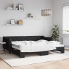 Sofa rozsuwana, czarna, 90x200 cm, tkanina