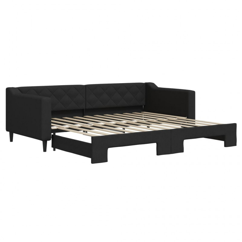 Sofa rozsuwana, czarna, 90x200 cm, tkanina