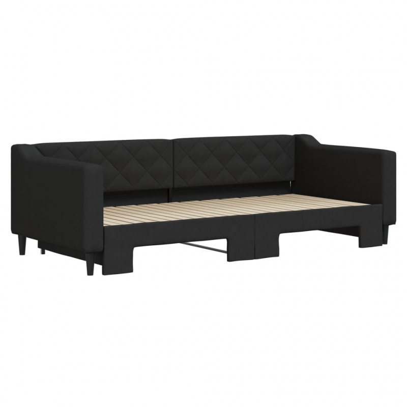 Sofa rozsuwana, czarna, 90x200 cm, tkanina