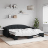 Sofa rozsuwana, czarna, 90x200 cm, tkanina