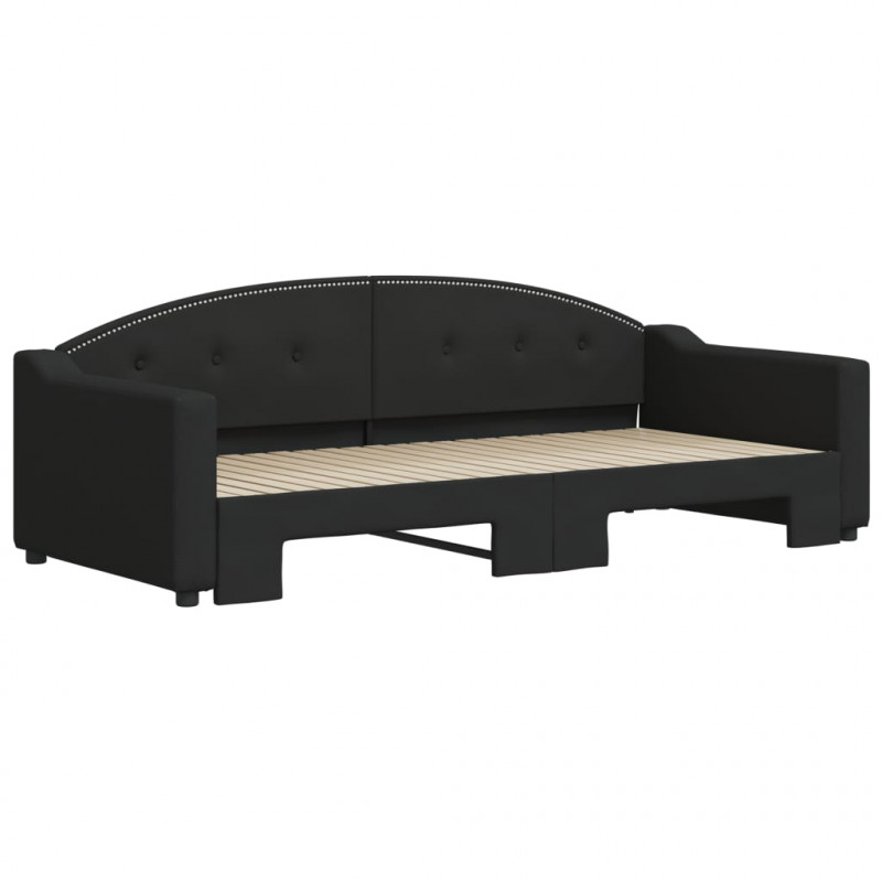 Sofa rozsuwana, czarna, 90x200 cm, tkanina