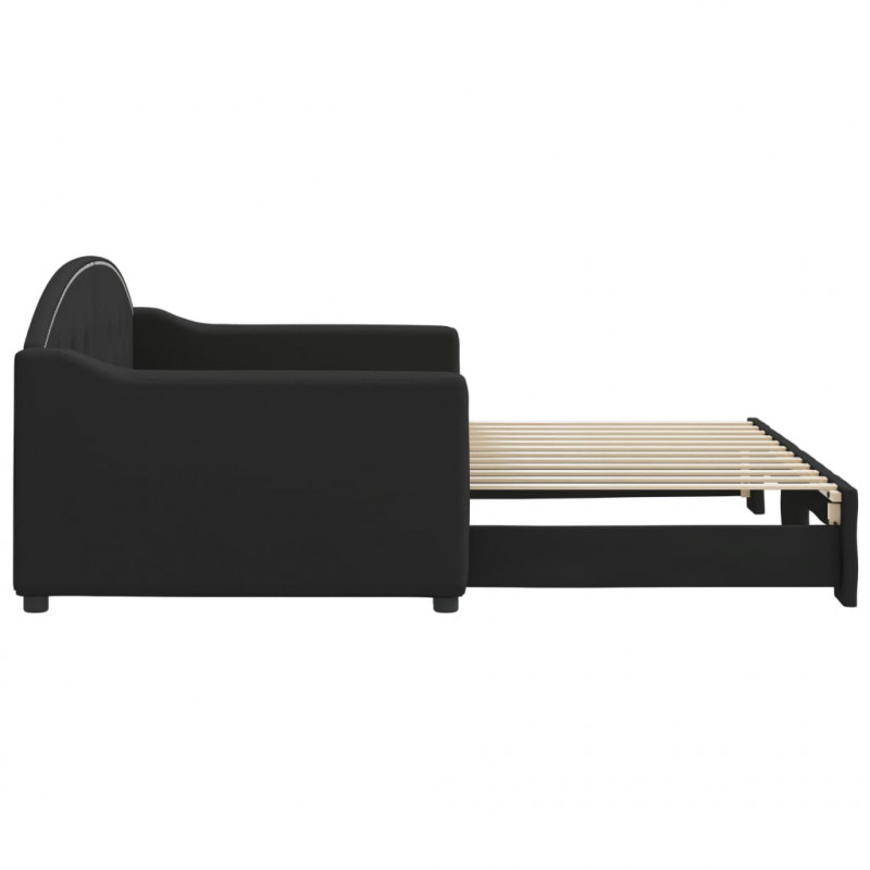 Sofa rozsuwana, czarna, 90x200 cm, tkanina