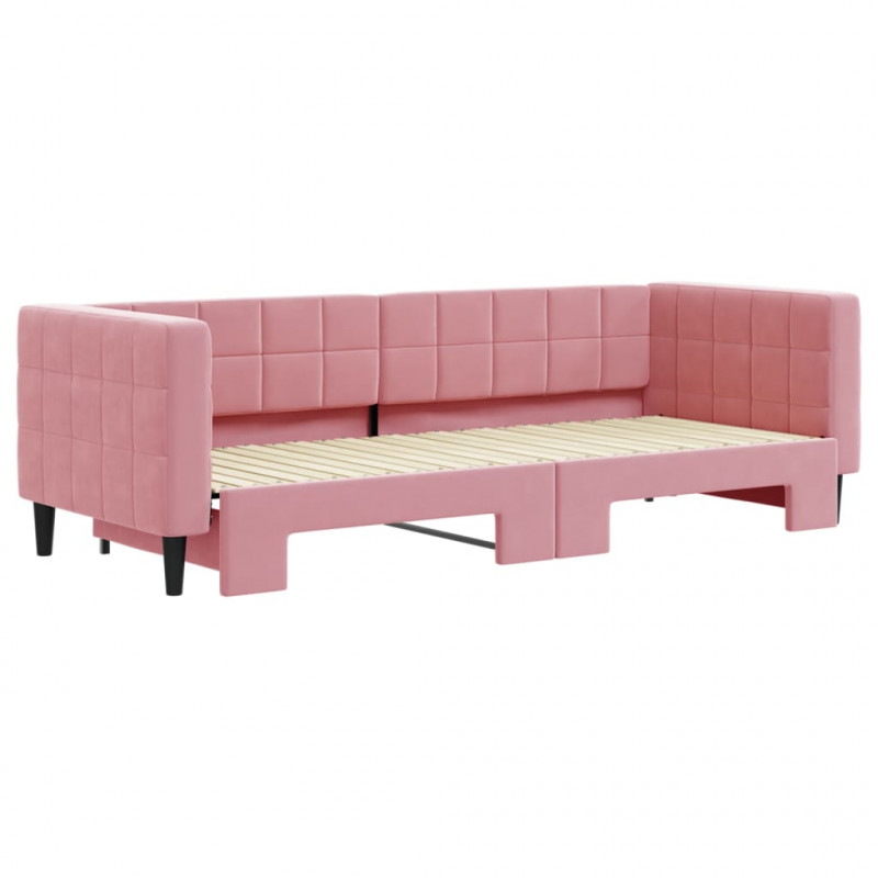 Sofa rozsuwana, różowa, 80x200 cm, aksamit