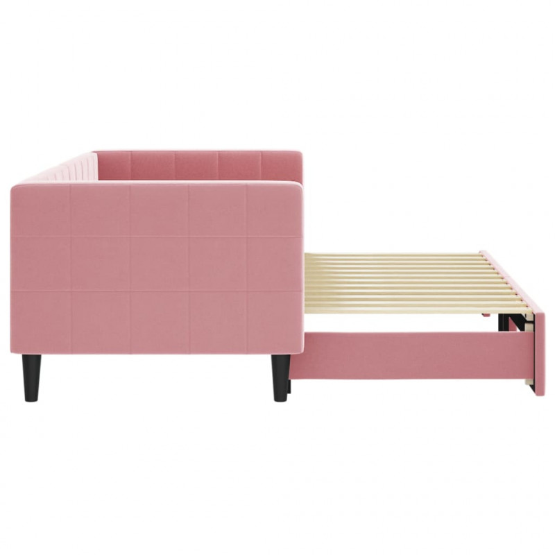 Sofa rozsuwana, różowa, 80x200 cm, aksamit