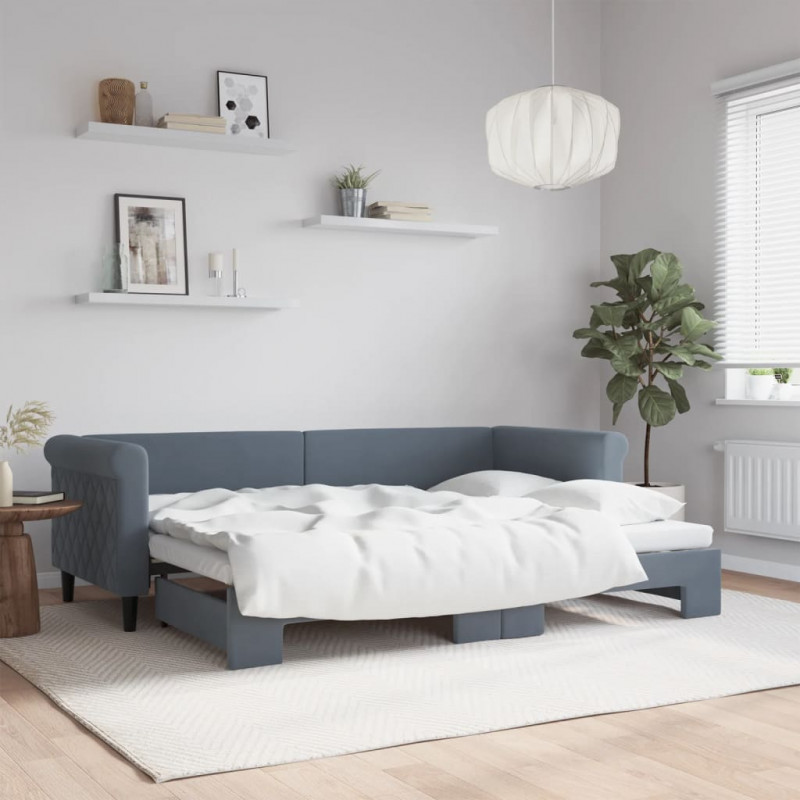 Sofa rozsuwana, ciemnozielona, 80x200 cm, aksamit