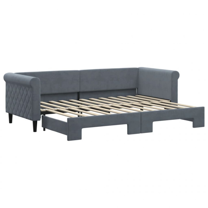 Sofa rozsuwana, ciemnozielona, 80x200 cm, aksamit