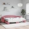 Sofa rozsuwana, różowa, 80x200 cm, aksamit