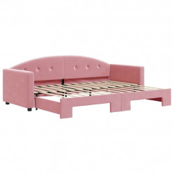 Sofa rozsuwana, różowa, 80x200 cm, aksamit
