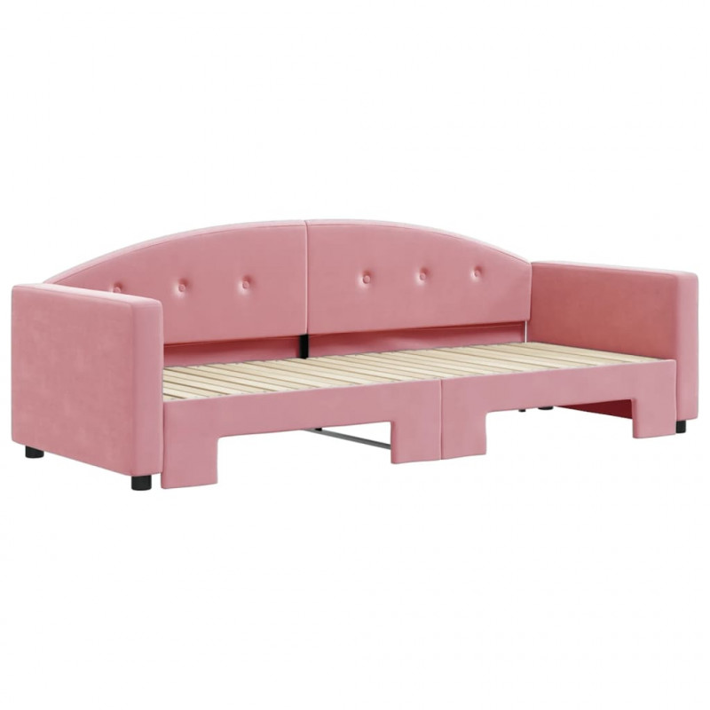 Sofa rozsuwana, różowa, 80x200 cm, aksamit