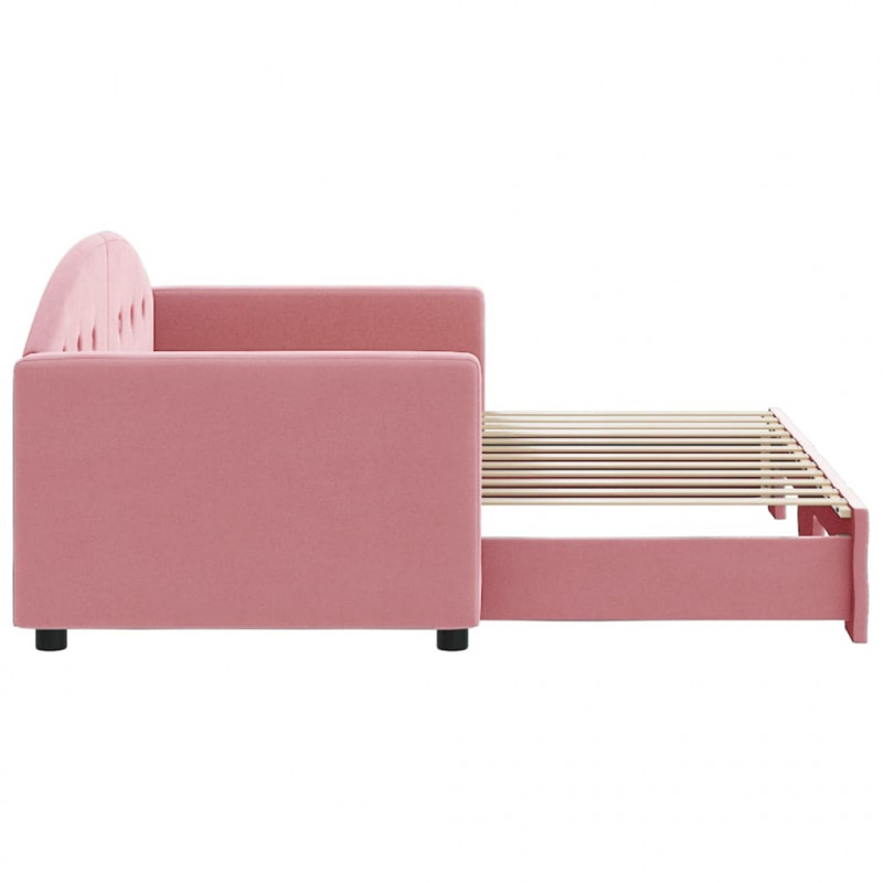 Sofa rozsuwana, różowa, 80x200 cm, aksamit