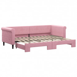 Sofa rozsuwana, różowa, 80x200 cm, aksamit