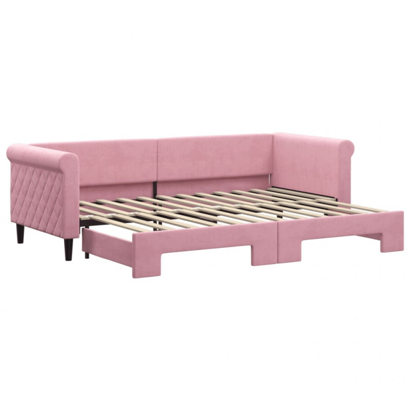 Sofa rozsuwana, różowa, 80x200 cm, aksamit