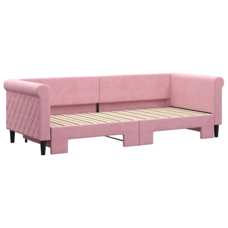 Sofa rozsuwana, różowa, 80x200 cm, aksamit