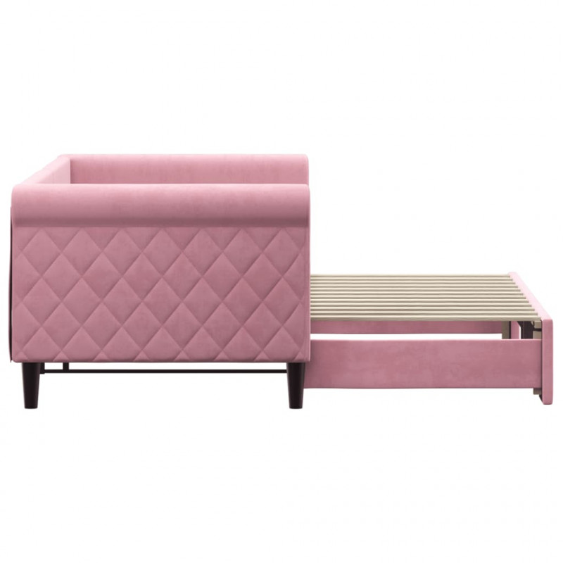 Sofa rozsuwana, różowa, 80x200 cm, aksamit