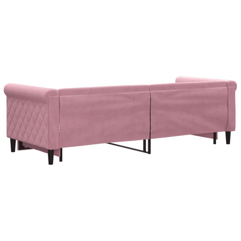 Sofa rozsuwana, różowa, 80x200 cm, aksamit