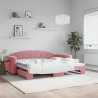 Sofa rozsuwana, różowa, 90x200 cm, aksamit