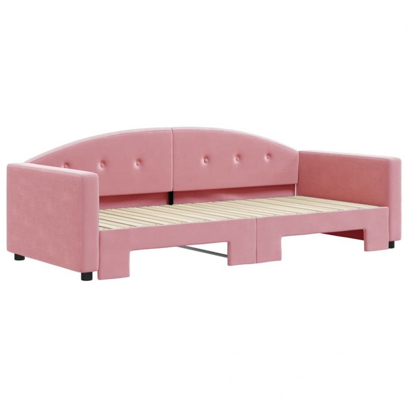 Sofa rozsuwana, różowa, 90x200 cm, aksamit