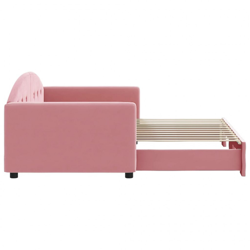 Sofa rozsuwana, różowa, 90x200 cm, aksamit