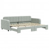 Sofa rozsuwana, jasnoszara, 80x200 cm, aksamit