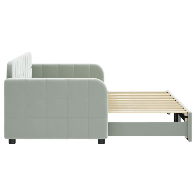 Sofa rozsuwana, jasnoszara, 80x200 cm, aksamit