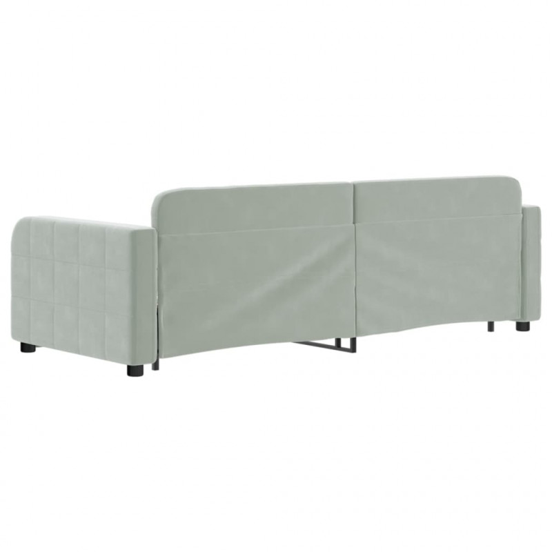 Sofa rozsuwana, jasnoszara, 80x200 cm, aksamit