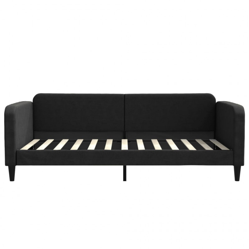 Sofa rozsuwana z szufladami, czarna, 100x200 cm, tkanina