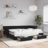 Sofa rozsuwana z szufladami, czarna, 80x200 cm, aksamit